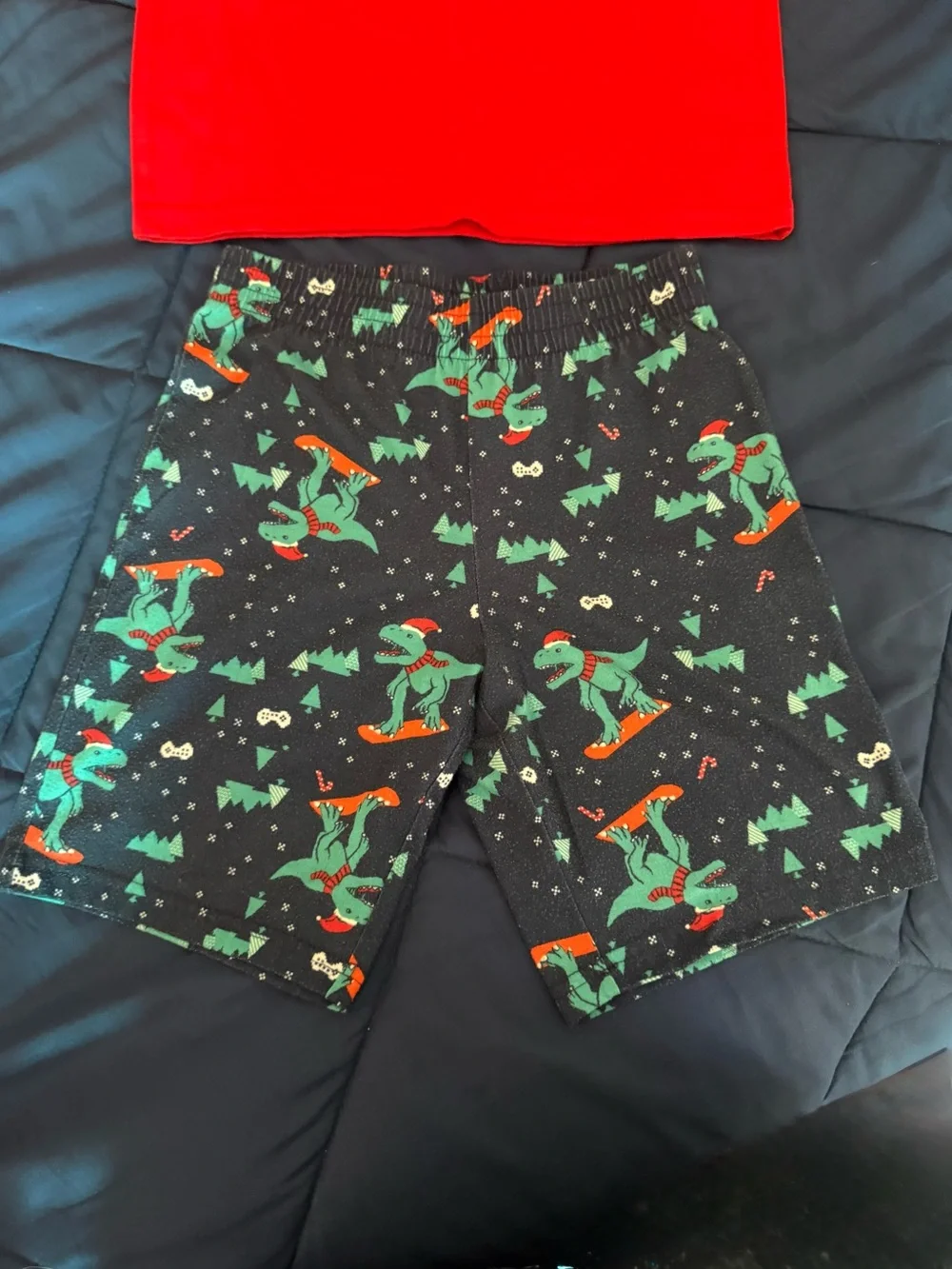 Cat & Jack Kids Red Dinosaur Holiday Pajama Set